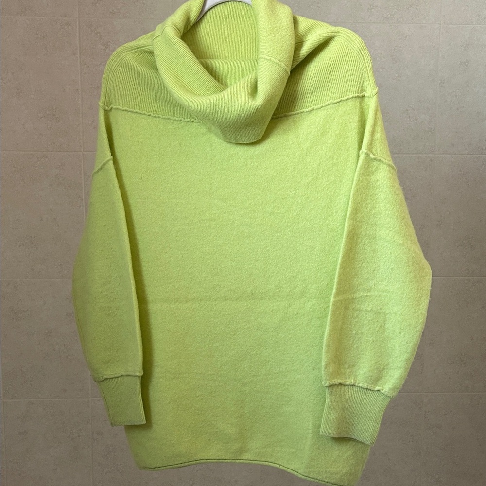 Free People Light Green Cashmere Cowl Neck Sweater